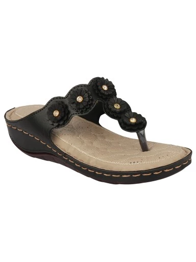 Stylestry Women's & Girl's Black Dr Orthopaedic Super Comfort Fit Cushion Sandals