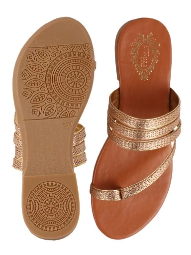 Stylestry Women Ethnic Golden Flats