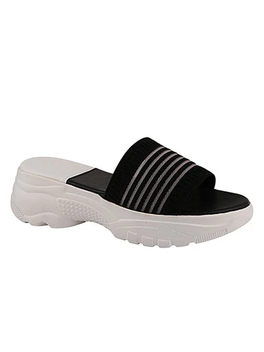 Stylestry Women's & Girl's Black Striped Sandals