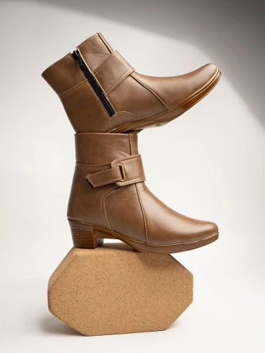 Stylestry Stylish Trendy Smart Casual Brown Boots For Women & Girls