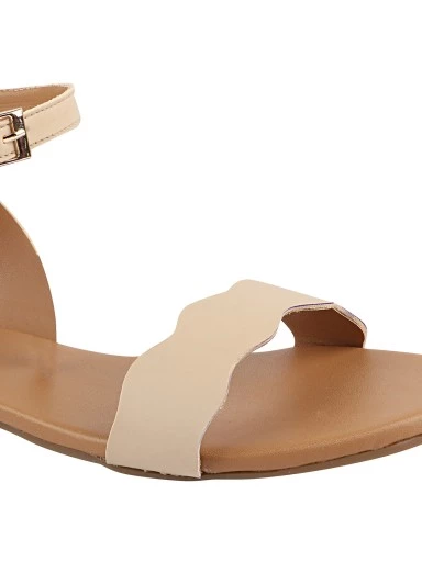 Stylestry Women Cream-Coloured Open Toe Flats