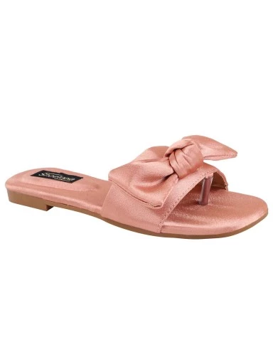 Stylestry Women Peach-Coloured Open Toe Flats with Bows