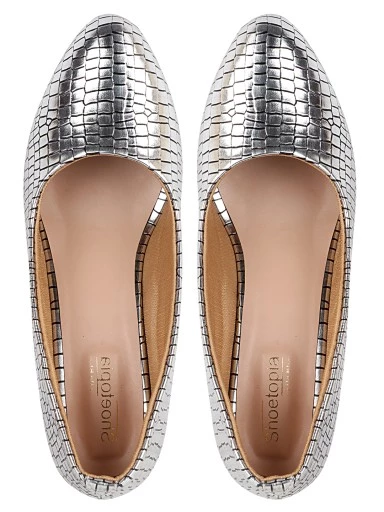 Stylestry Womens & Girls Silver Textured Block Pumps
