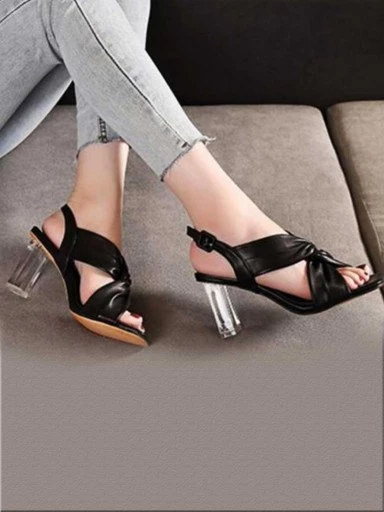 Stylestry Women & Girls Black Block Heels