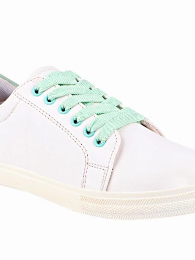 Stylestry Womens & Girls Green Lace Up Trending Casual Sneakers