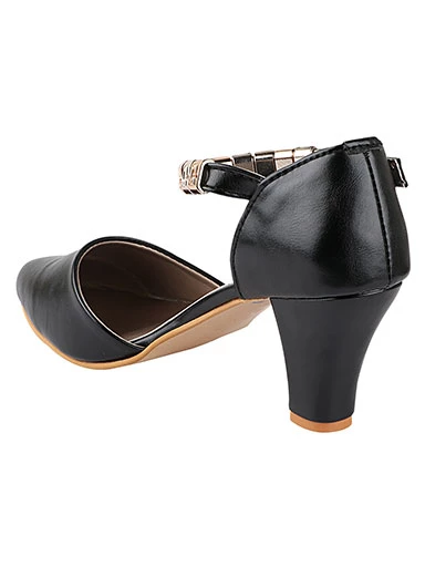 Stylestry Women's & Girl's Black Solid Stylish Block Heels Pumps