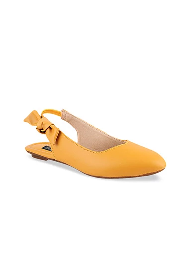 Stylestry Womens & Girls Yellow Embellished Mules with Bows Flats