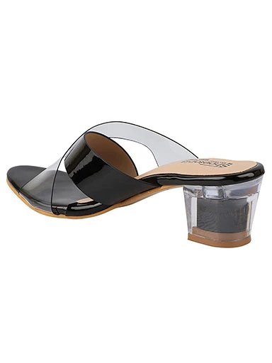 Stylestry Womens & Girls Black Transparent Colourblocked Heels
