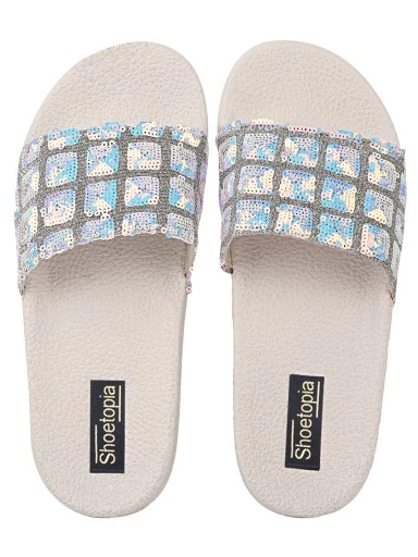 Stylestry White Slip On Stylish Slider