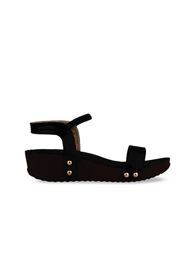 Stylestry Womens & Girls Black Solid Sandals