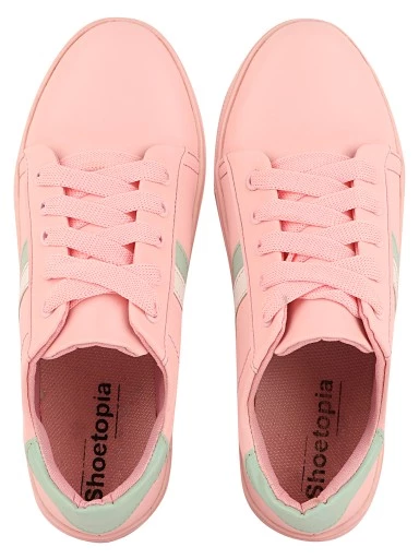Stylestry Womens & Girls Lace-Up Pink Sneakers