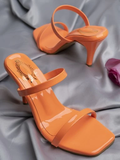 Stylestry Orange Stiletto Sandals