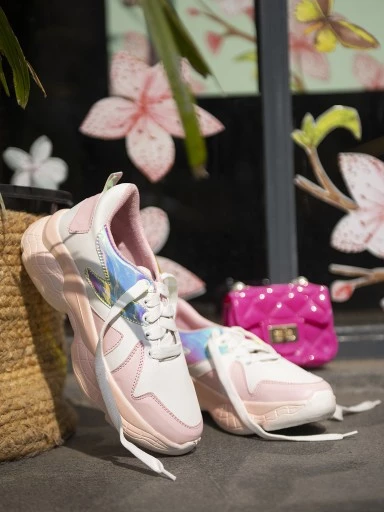 Stylestry Womens & Girls Pink Stylish Lace Up Casual Walking Sneakers Shoes