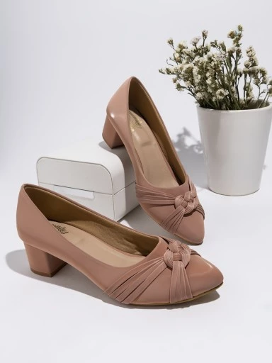 Stylestry Women's & Girl's Peach Block Heels Pumps