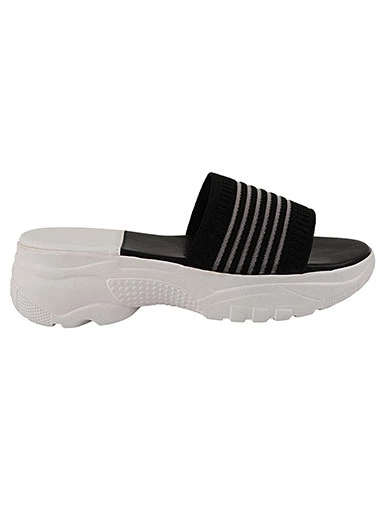 Stylestry Women's & Girl's Black Striped Sandals