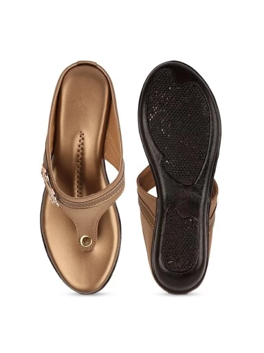 Stylestry Women Beige T-Strap Flats