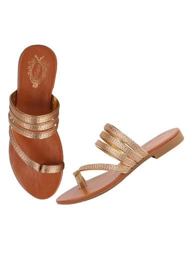 Stylestry Women Ethnic Golden Flats