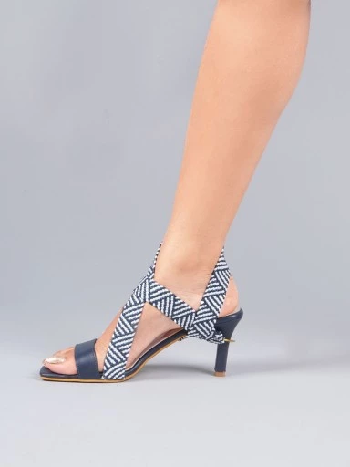 Stylestry Trendy Stylish Embellished Blue Heeled Sandals For Women & Girls