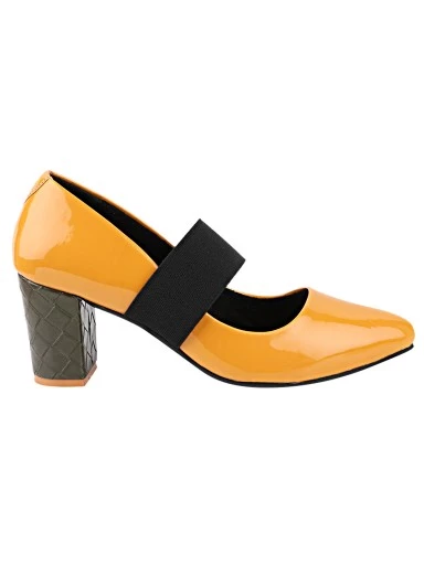 Stylestry Yellow Colourblocked Block Pumps