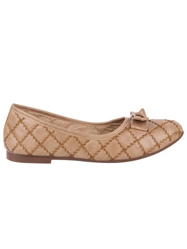 Stylestry Women Beige Printed Ballerinas with Bows Flats