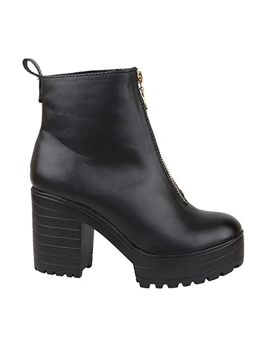 Stylestry Womens & Girls Black Solid Zipper Heeled Boots