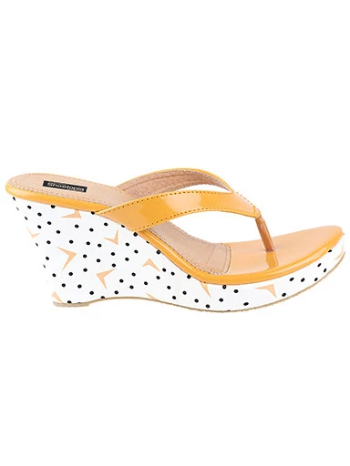 Stylestry Women's & Girl's Yellow Printed Wedges Heeled Sandals