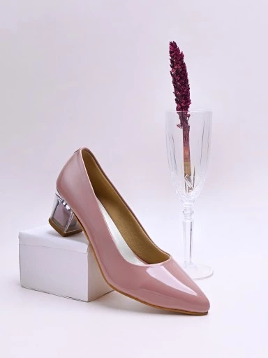 Stylestry Pink Textured Block Pumps