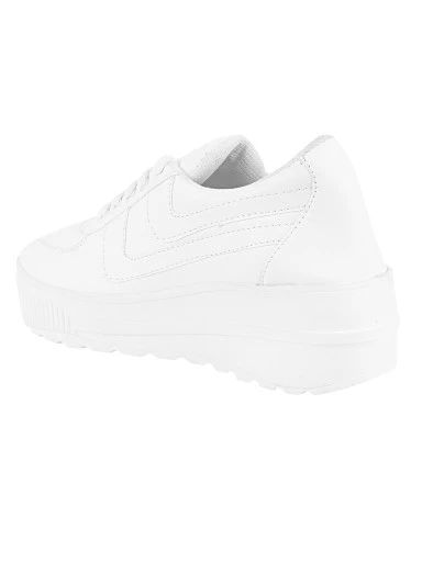 Stylestry Women White Solid Suede Heeled Sneakers