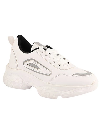 Stylestry Womens & Girls White Lace Up Stylish Casual Sneakers Shoes