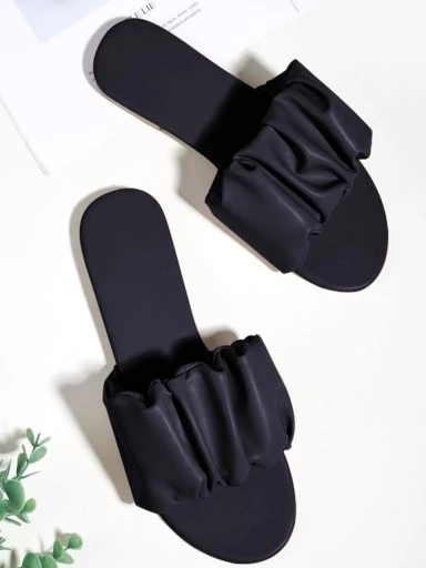 Stylestry Womens & Girls Black Open Toe Flats
