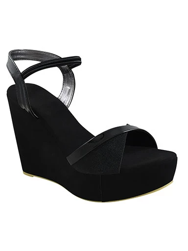 Stylestry Women's & Girl's Black Solid Slingback Wedges