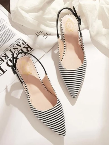 Stylestry Black & White Striped Bellies For Women & Girls