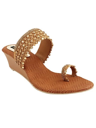 Stylestry Women's & Girl's Copper Ethnic-Embellished Wedges