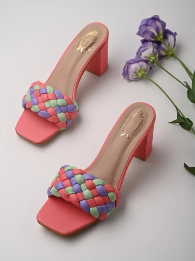 Stylestry Women & Girls Peach Block Heels