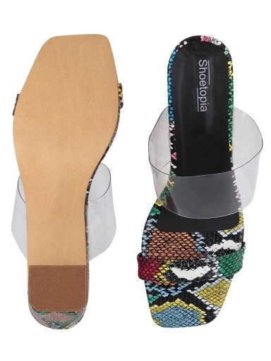 Stylestry Womens & Girls Black Animal Print Block Heels
