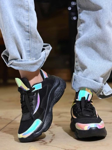 Stylestry Womens & Girls Black Stylish Sneakers