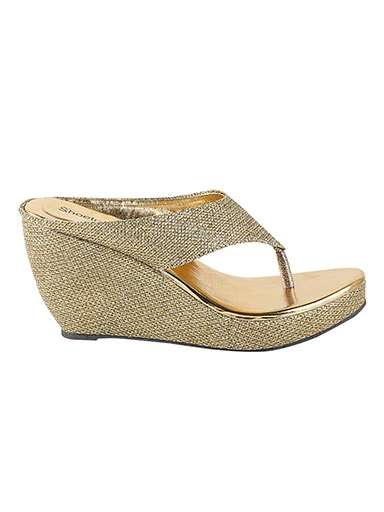 Stylestry Women's & Girl's Gold-Toned Embellished Wedges