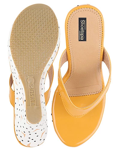 Stylestry Women's & Girl's Yellow Printed Wedges Heeled Sandals
