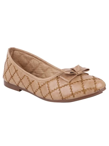 Stylestry Women Beige Printed Ballerinas with Bows Flats