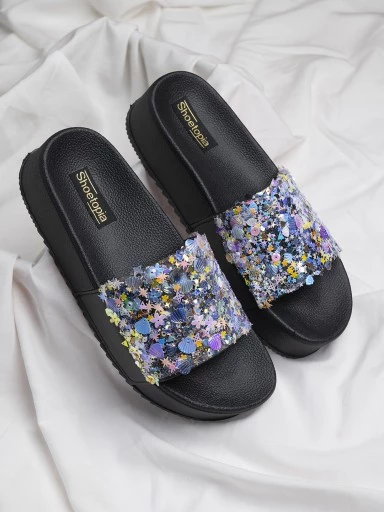 Stylestry Womens & Girls Black Slip On Platform Heels