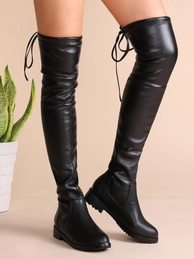 Stylestry Women & Girls Black Solid Long Boots