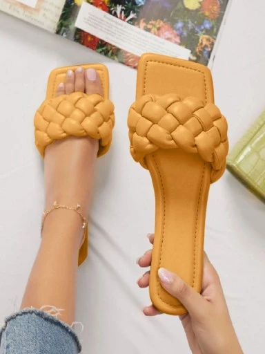 Stylestry Womens & Girls Yellow Open Toe Flats