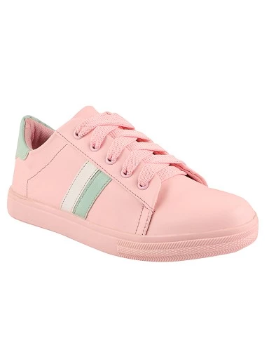 Stylestry Womens & Girls Lace-Up Pink Sneakers