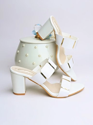 Stylestry Womens & Girls White Solid Heels
