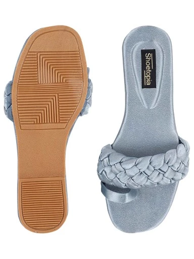 Stylestry Women Blue Open Toe Flats