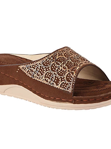 Stylestry Women's & Girl's Brown Embellished Sandals