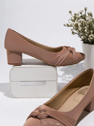 Stylestry Women's & Girl's Peach Block Heels Pumps