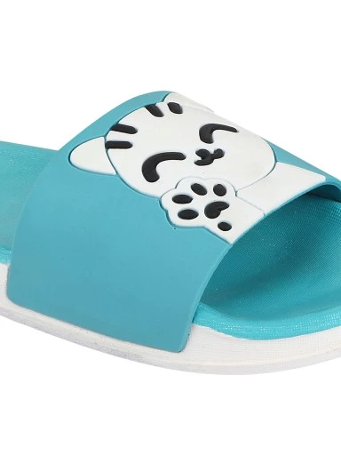 Stylestry Women Blue & White Printed Sliders