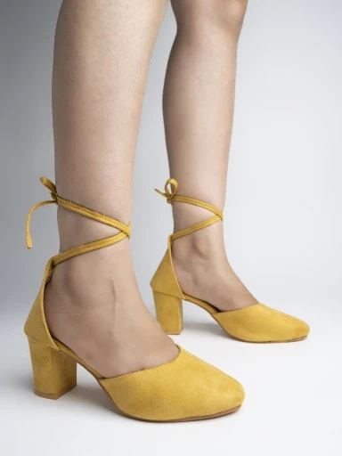 Stylestry Womens & Girls Yellow Solid Pumps Block Heels Sandals