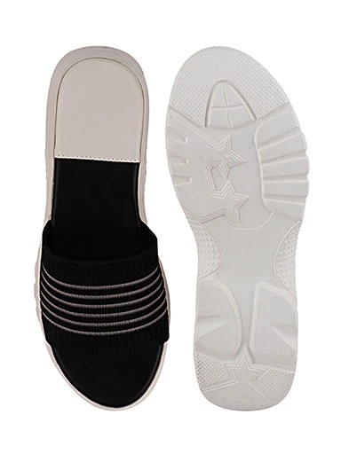 Stylestry Women's & Girl's Black Striped Sandals